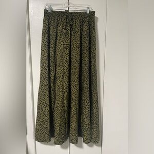 Bluetime Olive Leopard Print Maxi Skirt